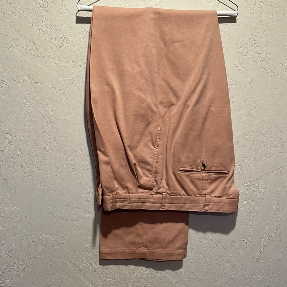 Lands End pink 34x36 pleated cotton dress pants